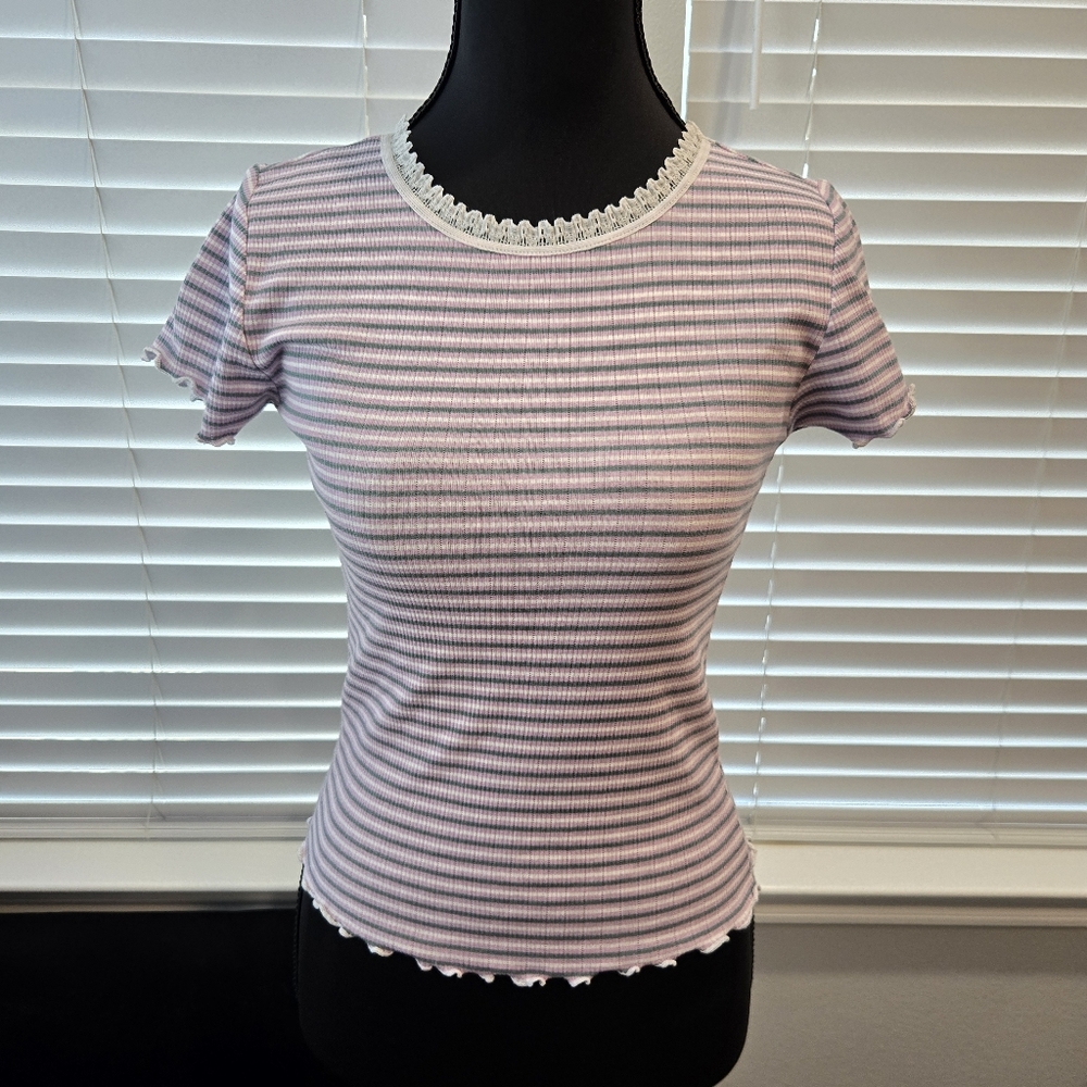 Striped Light Purple and White Shirt
